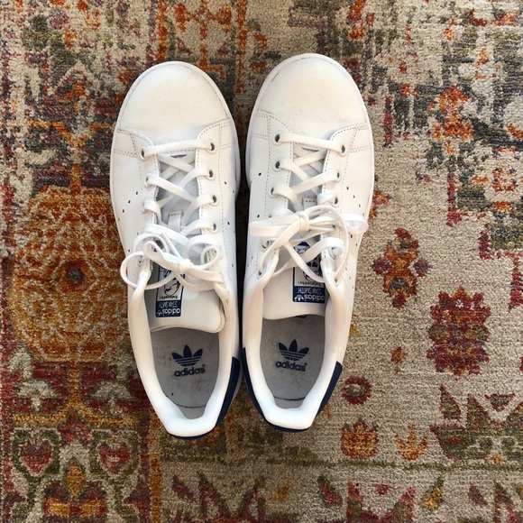 adidas Shoes - Blue and white Adidas Stan Smith’s (worn once!)